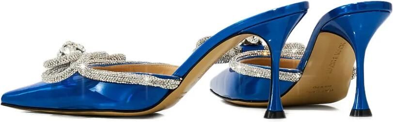 MACH & MACH Muiltjes met puntige neus en kristallen strik Blauw - Foto 5