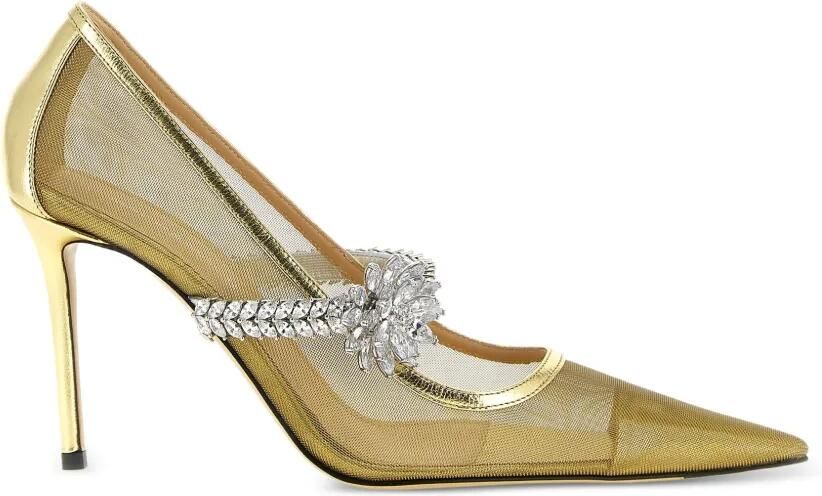 MACH & MACH Pumps met bloemdetail en puntige neus Goud