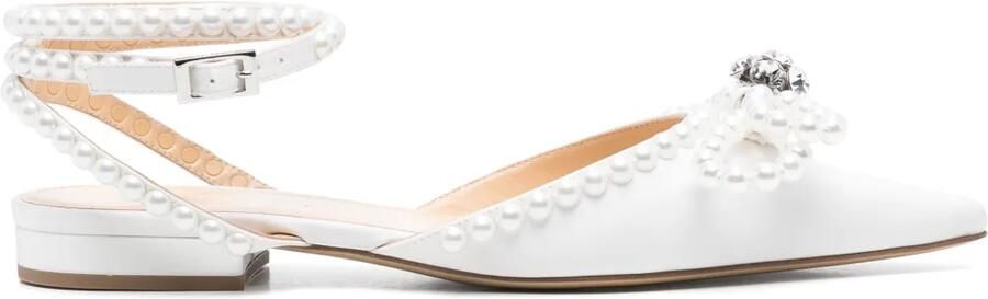 MACH & MACH Satijnen ballerina's met dubbele strik Wit