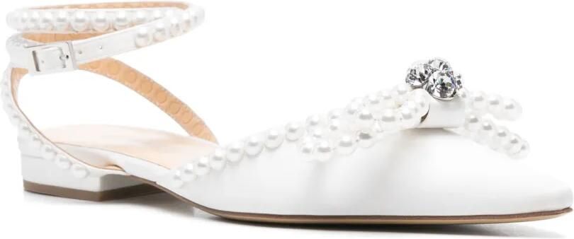 MACH & MACH Satijnen ballerina's met dubbele strik Wit - Foto 4