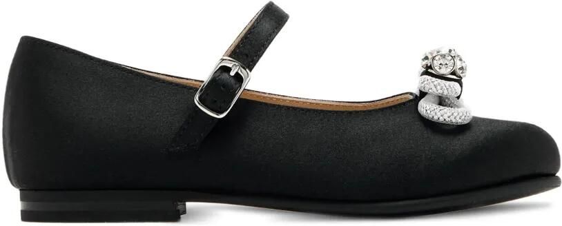 MACH & MACH Satijnen ballerina's met kristallen Zwart