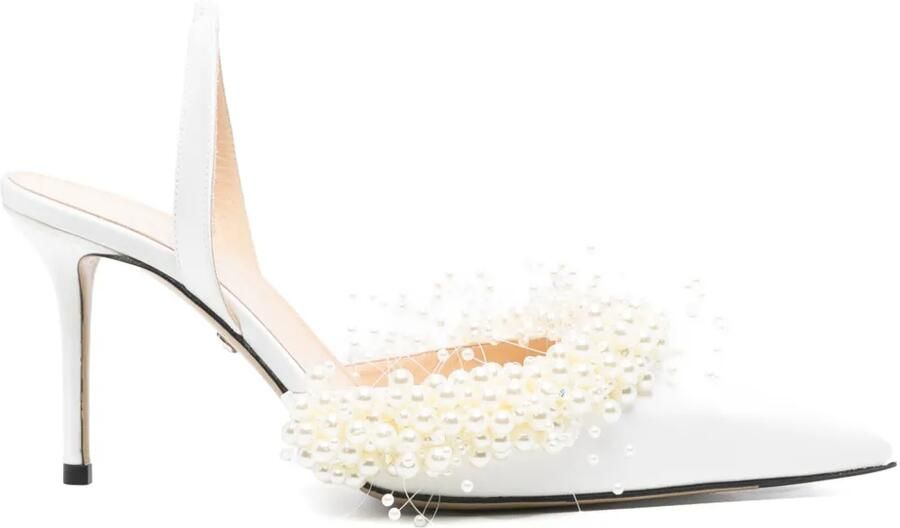MACH & MACH Slingback pumps verfraaid met parels Wit