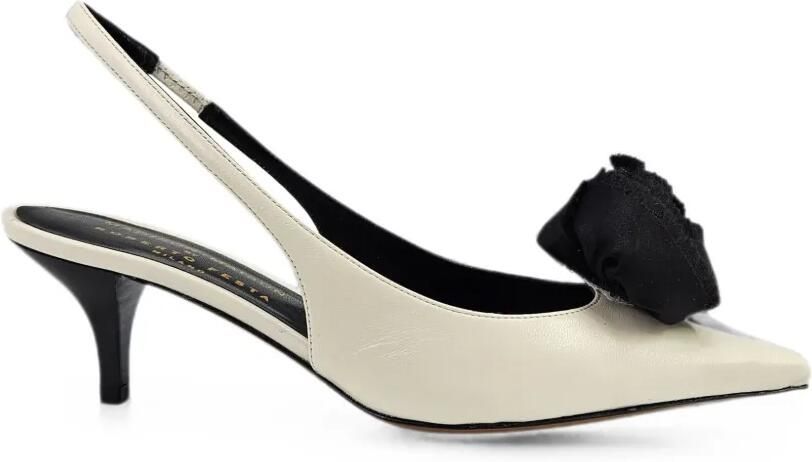 Madison Maison Instinya leren slingback pumps verfraaid met bloemen Beige