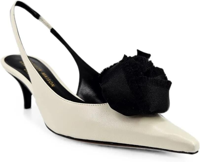 Madison Maison Instinya leren slingback pumps verfraaid met bloemen Beige - Foto 2