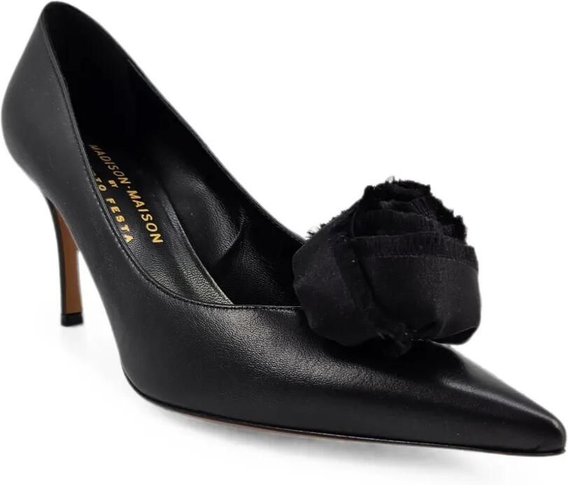 Madison Maison Linia pumps met puntige neus en bloemen Zwart - Foto 3