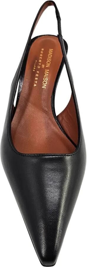 Madison Maison Loux leren slingback pumps met sleehak Zwart - Foto 4