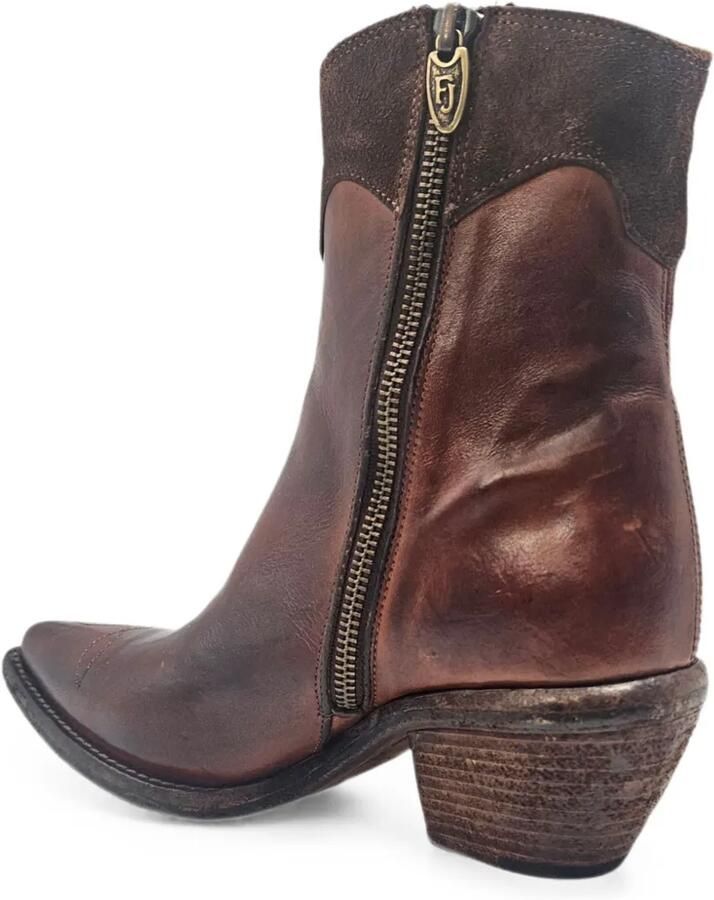Madison Maison Pointy leren enkellaarzen met sterpatchwork Bruin - Foto 2