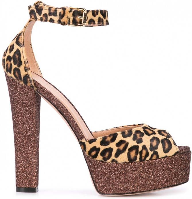 Madison.Maison Sandalen met luipaardprint Bruin
