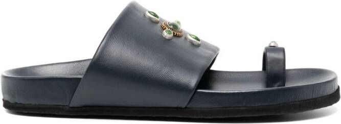 Madison.Maison Tyche Navy sandalen met teenring Blauw