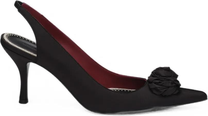 Magda Butrym Rose satijnen slingback pumps Zwart