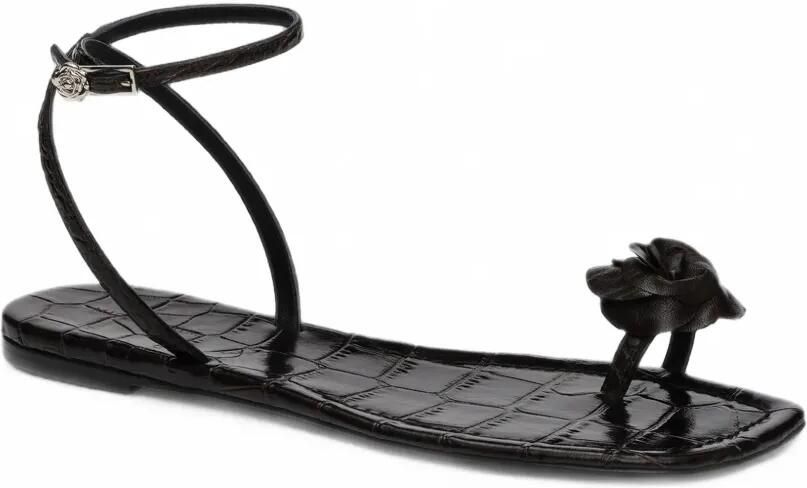 Magda Butrym Sandalen met krokodillen-reliëf en roosdetail Zwart - Foto 3