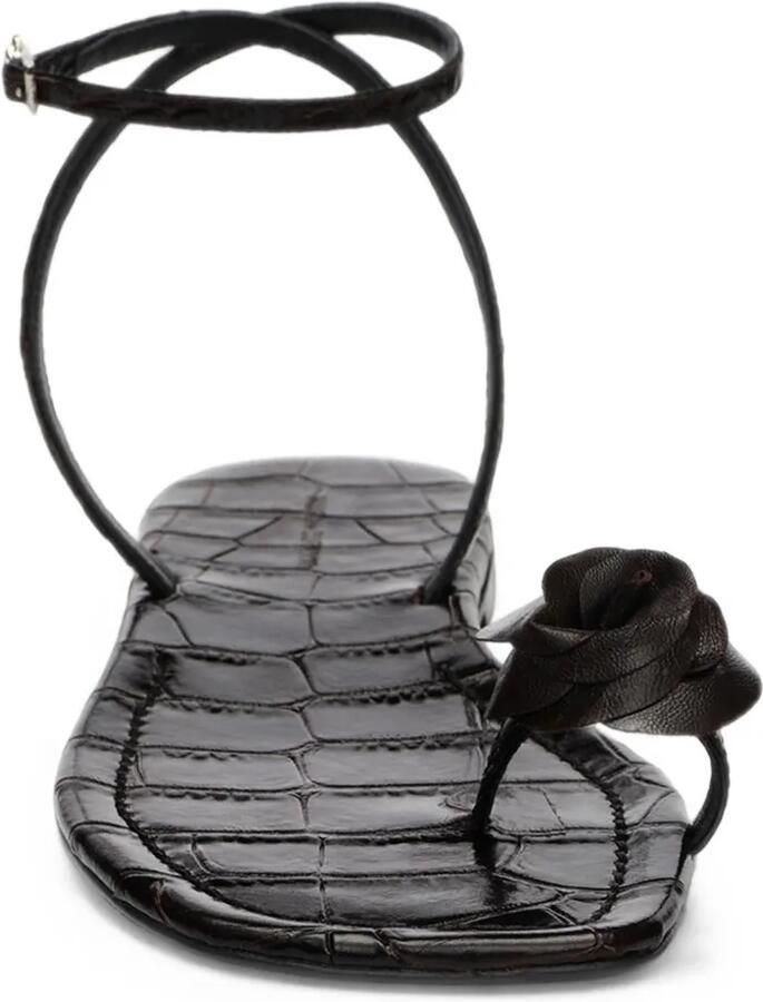 Magda Butrym Sandalen met krokodillen-reliëf en roosdetail Zwart - Foto 2