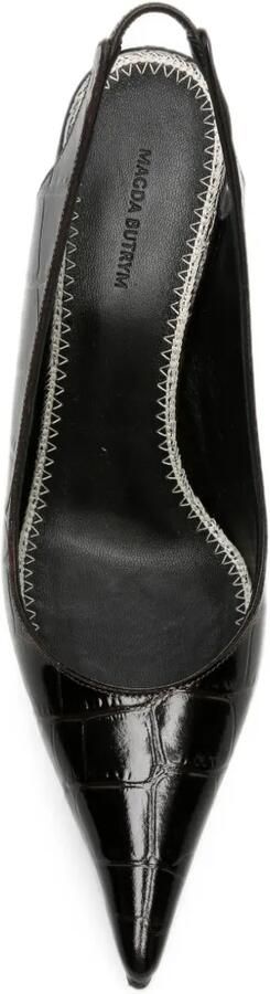 Magda Butrym Slingback pumps met krokodillen-reliëf Zwart - Foto 4