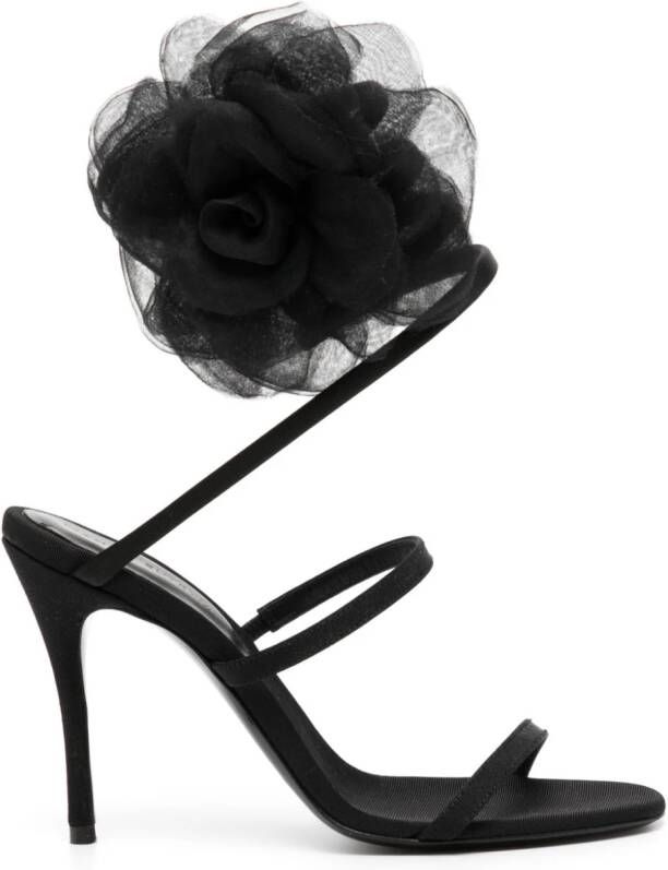 Magda Butrym Spiral organza-flower sandals Zwart