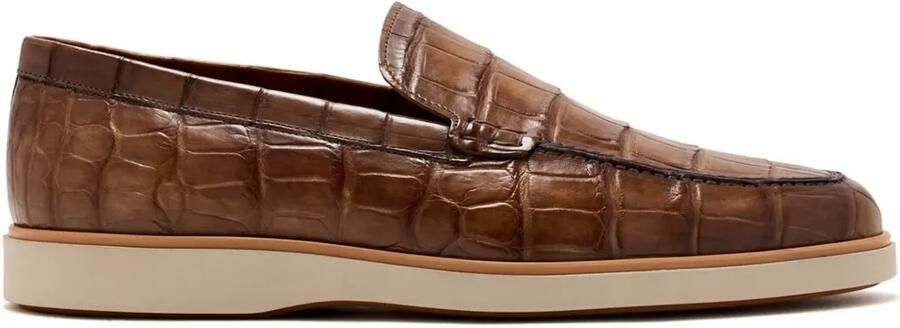 Magnanni Leren loafers met krokodillen-reliëf Bruin