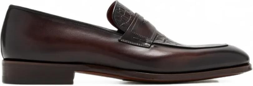 Magnanni Leren penny loafers met krokodillen-reliëf Bruin
