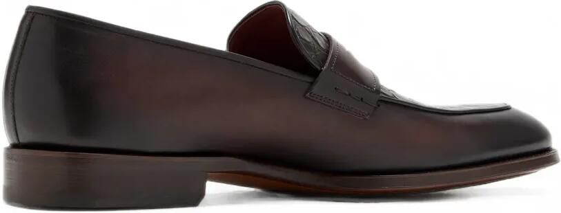 Magnanni Leren penny loafers met krokodillen-reliëf Bruin - Foto 4