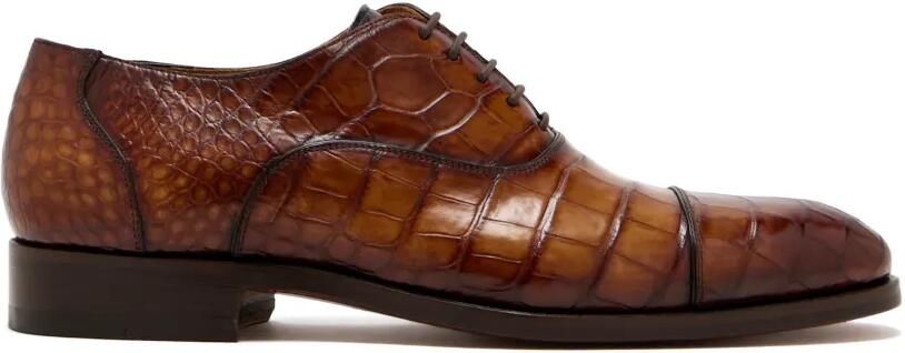 Magnanni Oxford schoenen met krokodillen-reliëf Bruin