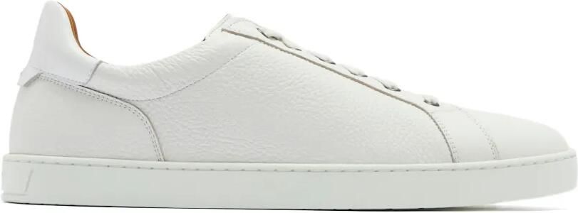 Magnanni Sneakers van bewerkt leer en elastisch kant Wit