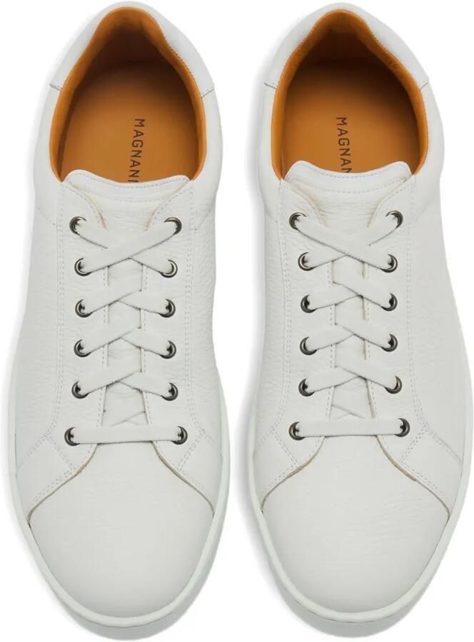 Magnanni Sneakers van bewerkt leer en elastisch kant Wit - Foto 3