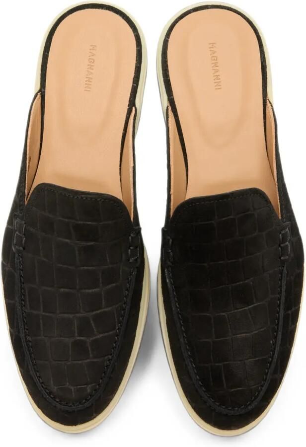 Magnanni Sofia slippers met krokodillen-reliëf Zwart