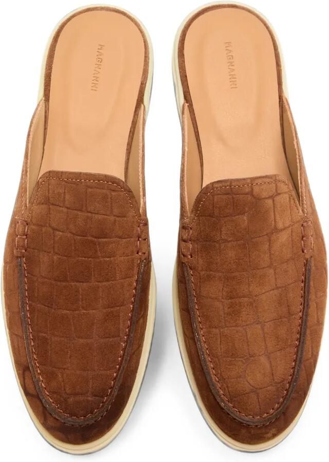 Magnanni Sofia suède loafers met krokodillen-reliëf Bruin - Foto 3
