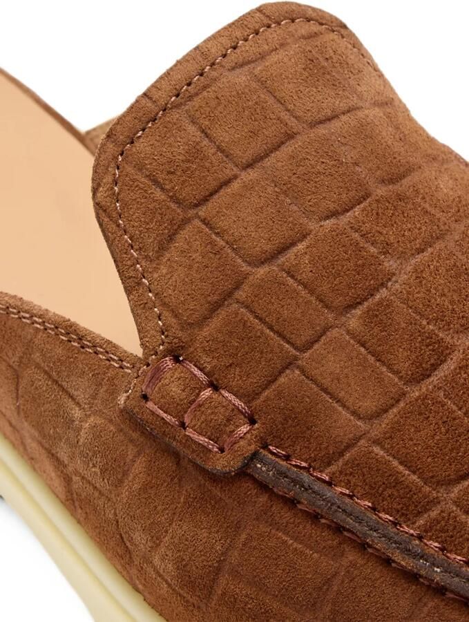 Magnanni Sofia suède loafers met krokodillen-reliëf Bruin - Foto 2