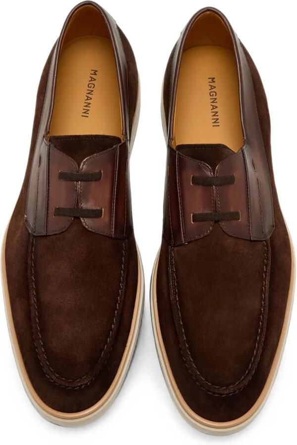Magnanni Suède bootschoenen met leren vlak Bruin - Foto 3