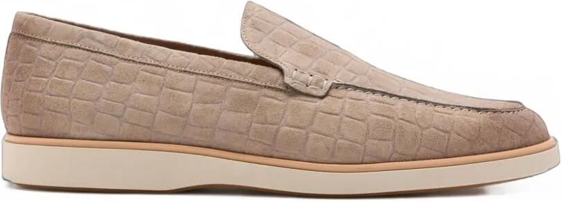 Magnanni Suède loafers met krokodillen-reliëf Beige