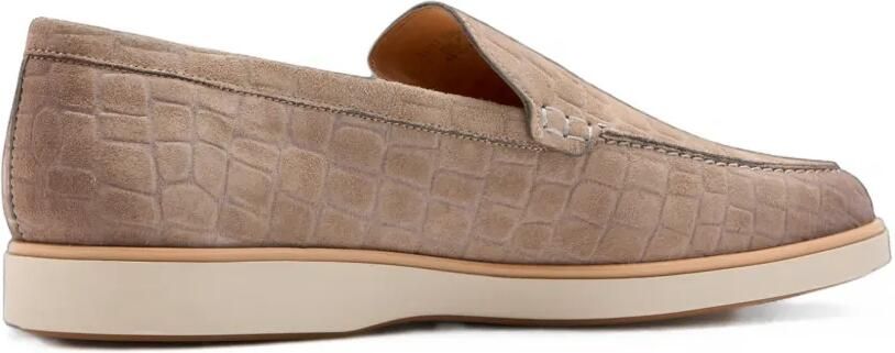 Magnanni Suède loafers met krokodillen-reliëf Beige - Foto 3