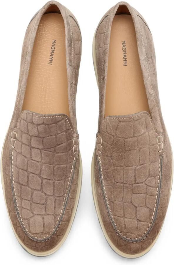 Magnanni Suède loafers met krokodillen-reliëf Bruin - Foto 2