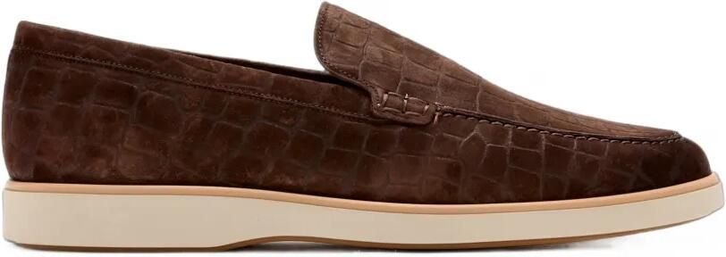 Magnanni Suède loafers met krokodillen-reliëf Bruin