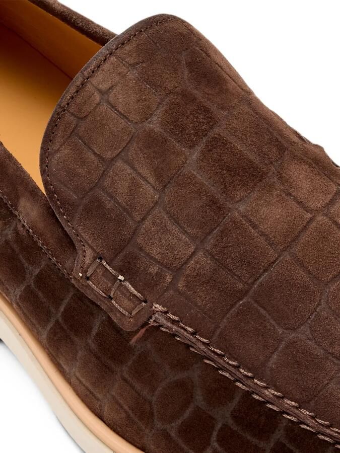 Magnanni Suède loafers met krokodillen-reliëf Bruin - Foto 2