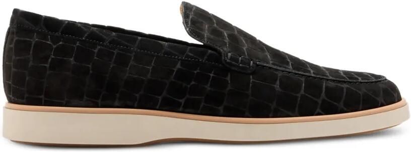 Magnanni Suède loafers met krokodillen-reliëf Zwart