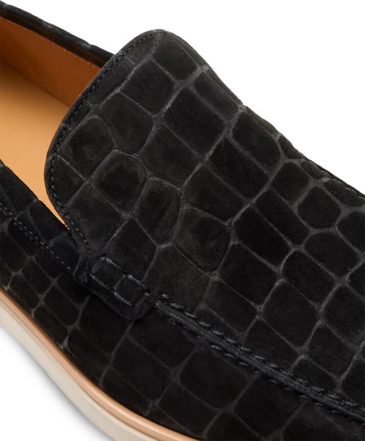 Magnanni Suède loafers met krokodillen-reliëf Zwart - Foto 2