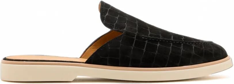 Magnanni Suède muiltjes met krokodillen-reliëf Zwart