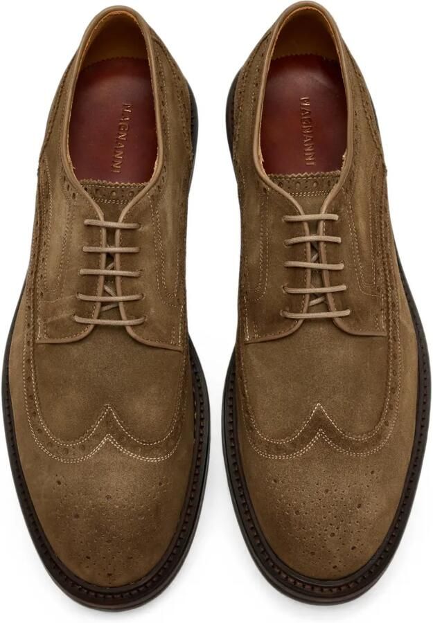 Magnanni Suède veterschoenen met brogue-detail Bruin - Foto 3