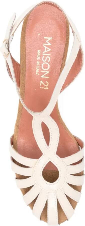 MAISON 21 Sandalen met T-bandje en gekooid detail Beige - Foto 4