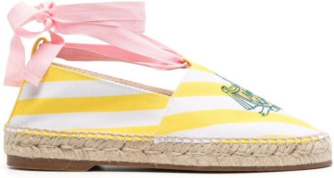 Maison Kitsuné Gestreepte espadrilles Geel