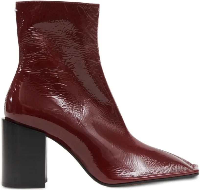 Maison Margiela Enkellaarzen met vierkante neus en afwerking Rood