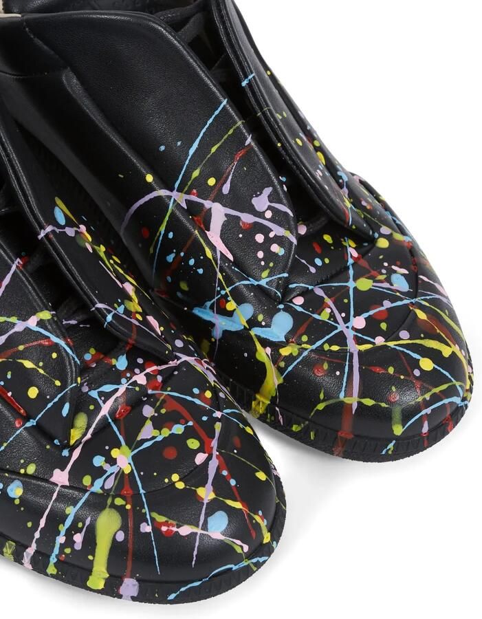 Maison Margiela Future leren sneakers met verfspatten Zwart - Foto 2
