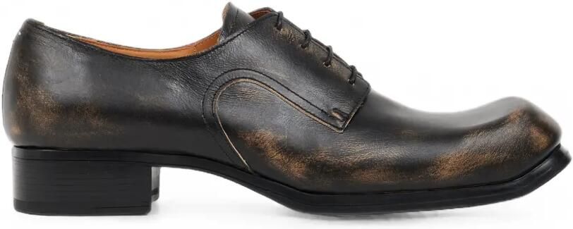 Maison Margiela Leren derbyschoenen met verweerde afwerking Zwart