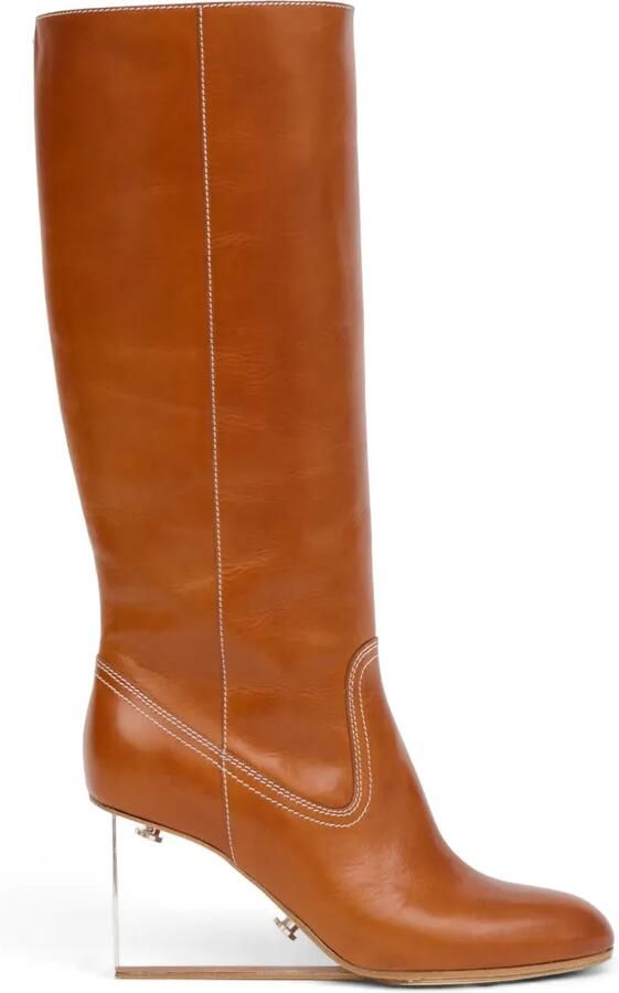 Maison Margiela Plexi laarzen met contrasterend stiksel en sleehak Bruin