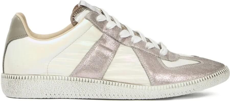 Maison Margiela Replica metallic leren sneakers Wit