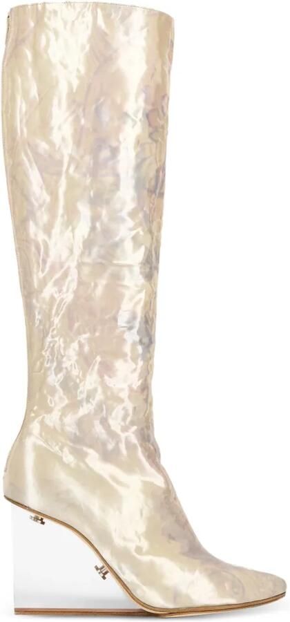 Maison Margiela Tabi knielaarzen met puntige neus Beige