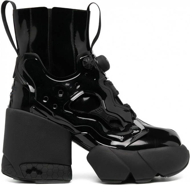 Maison Margiela Tabi laarzen met plateauzool H8382 Black Black Patent Black