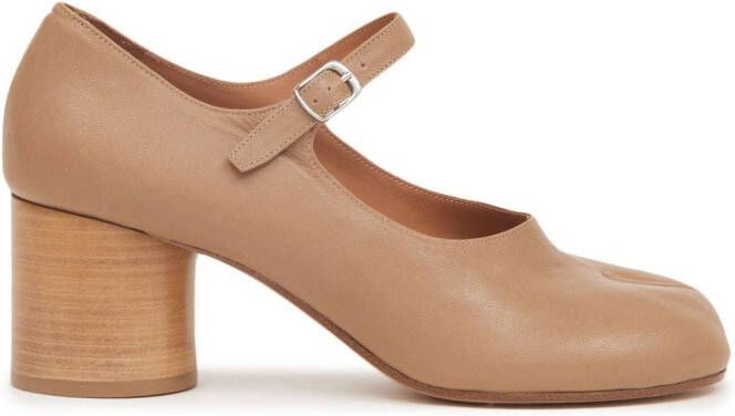 Maison Margiela Tabi leren Mary Jane pumps Beige