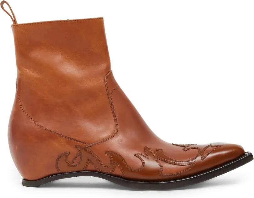 Maison Margiela Western enkellaarzen met vlammen-applicatie Bruin
