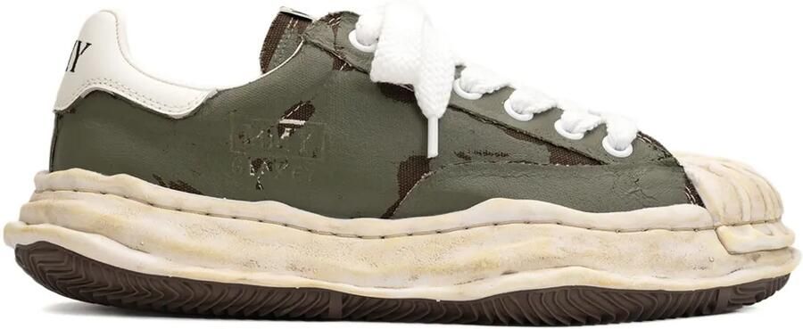 Maison MIHARA YASUHIRO Blakey low-top sneakers met gescheurde film Groen