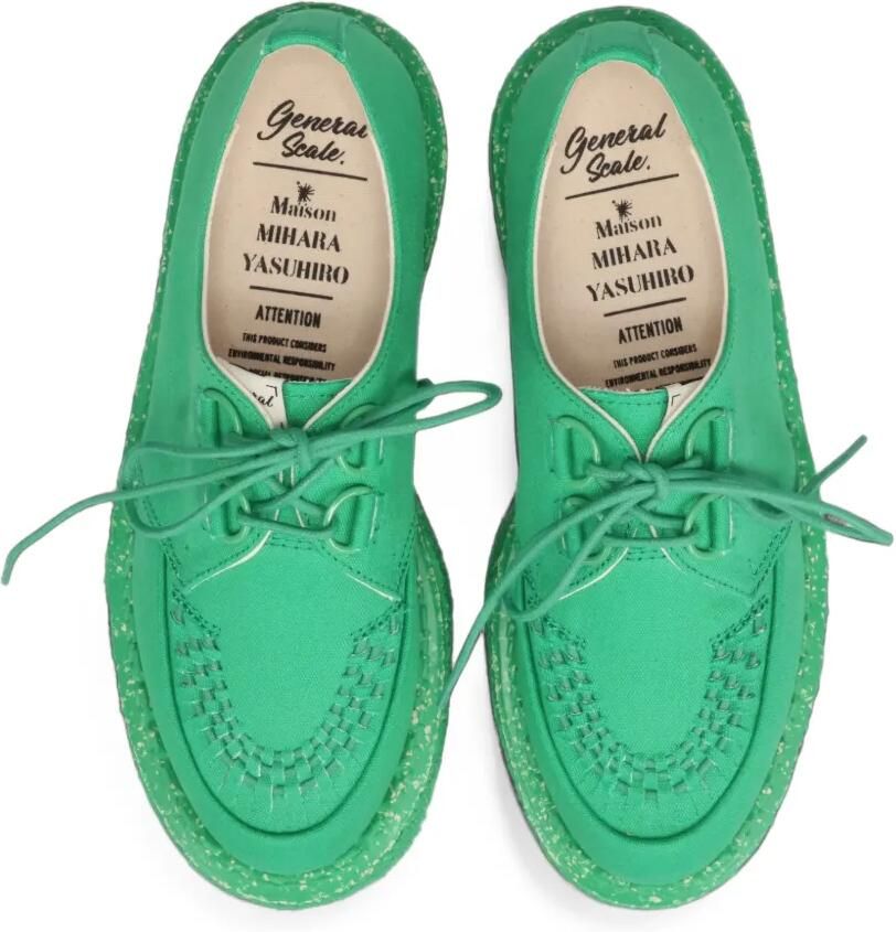 Maison MIHARA YASUHIRO "David"suede inter lace shoes Groen - Foto 2